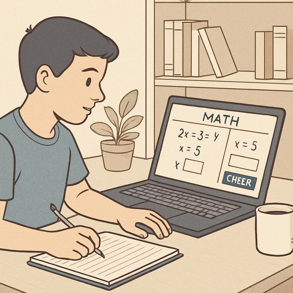 Student accessing online math education resources on a laptop.