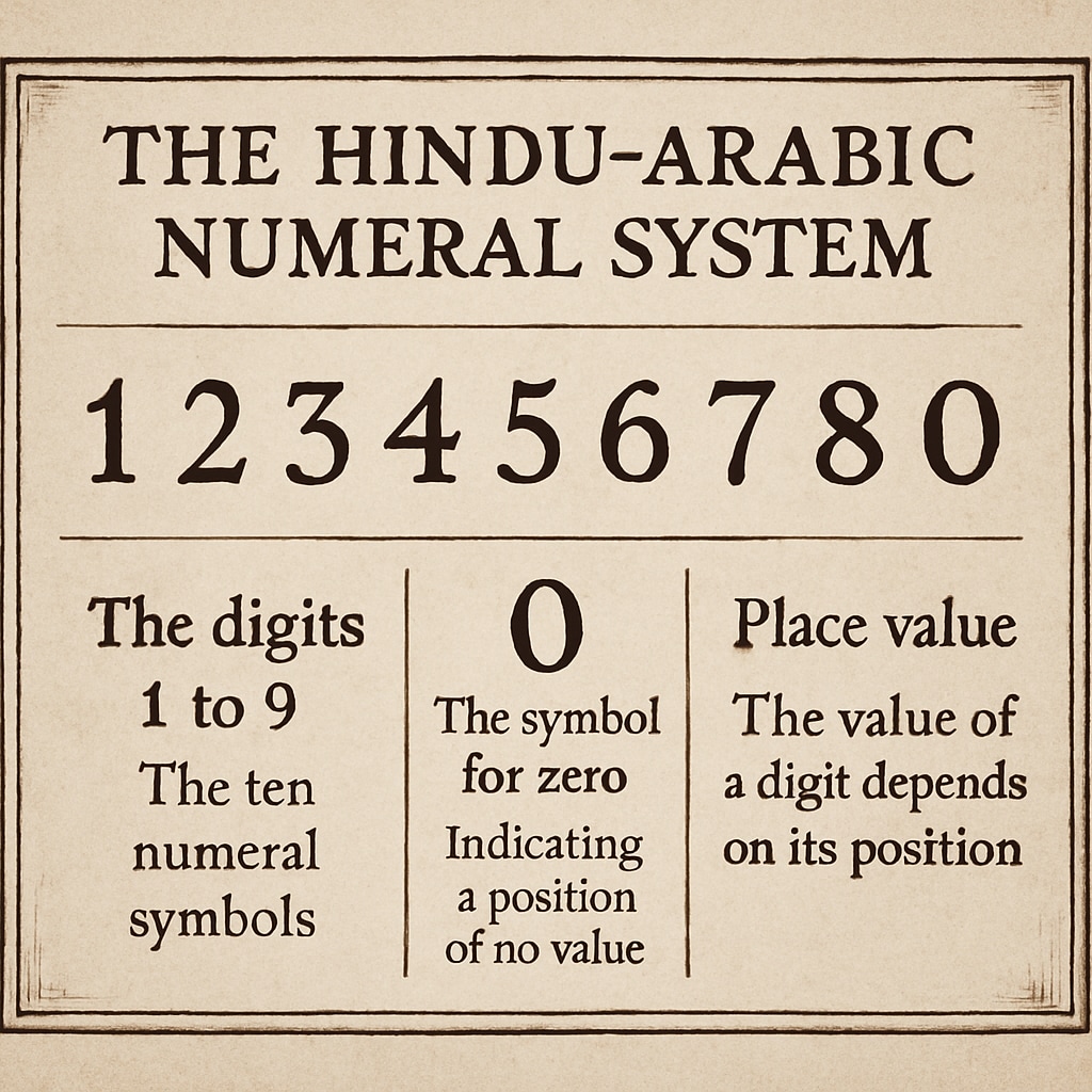 Medieval manuscript showing early adoption of Hindu-Arabic numerals, including zero