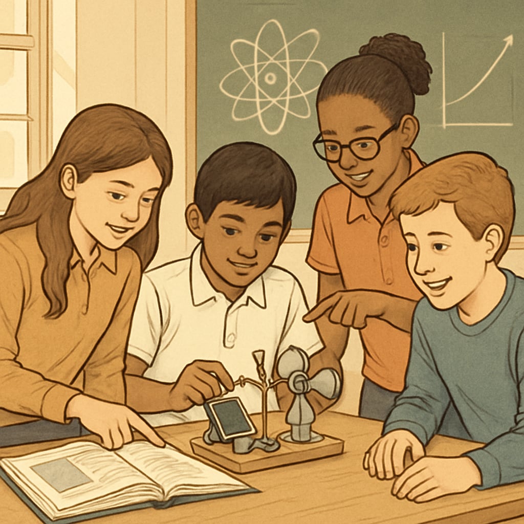 Gifted students collaborating on a science project.