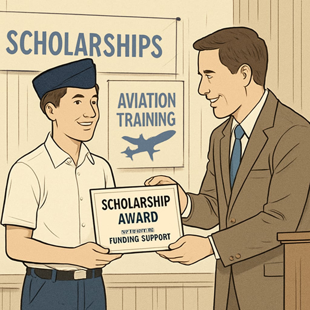 A student being awarded a scholarship for aviation training, showcasing financial aid opportunities.
