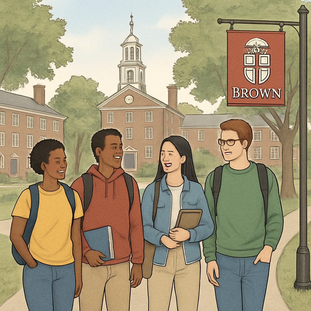 Brown University campus with diverse students, representing inclusivity.