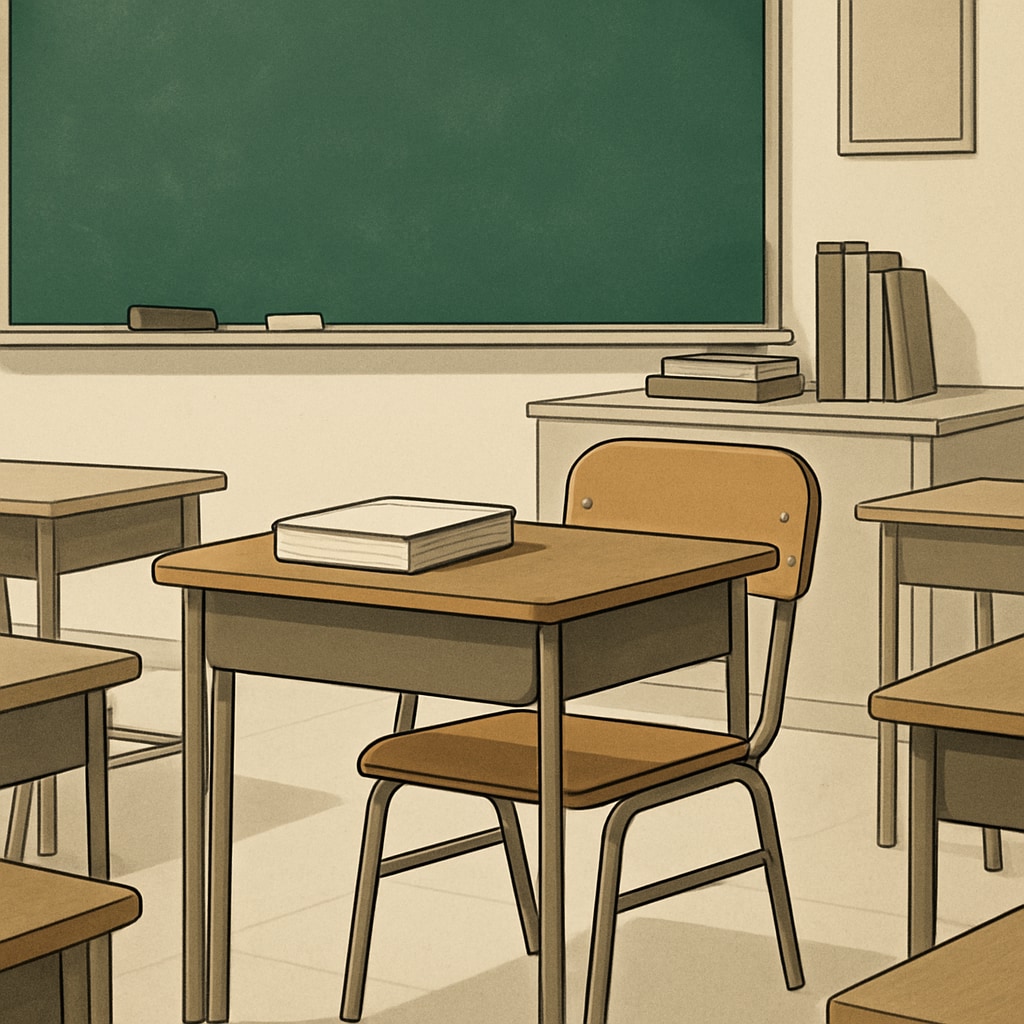 Classroom with an empty seat, symbolizing educational challenges for transgender students.