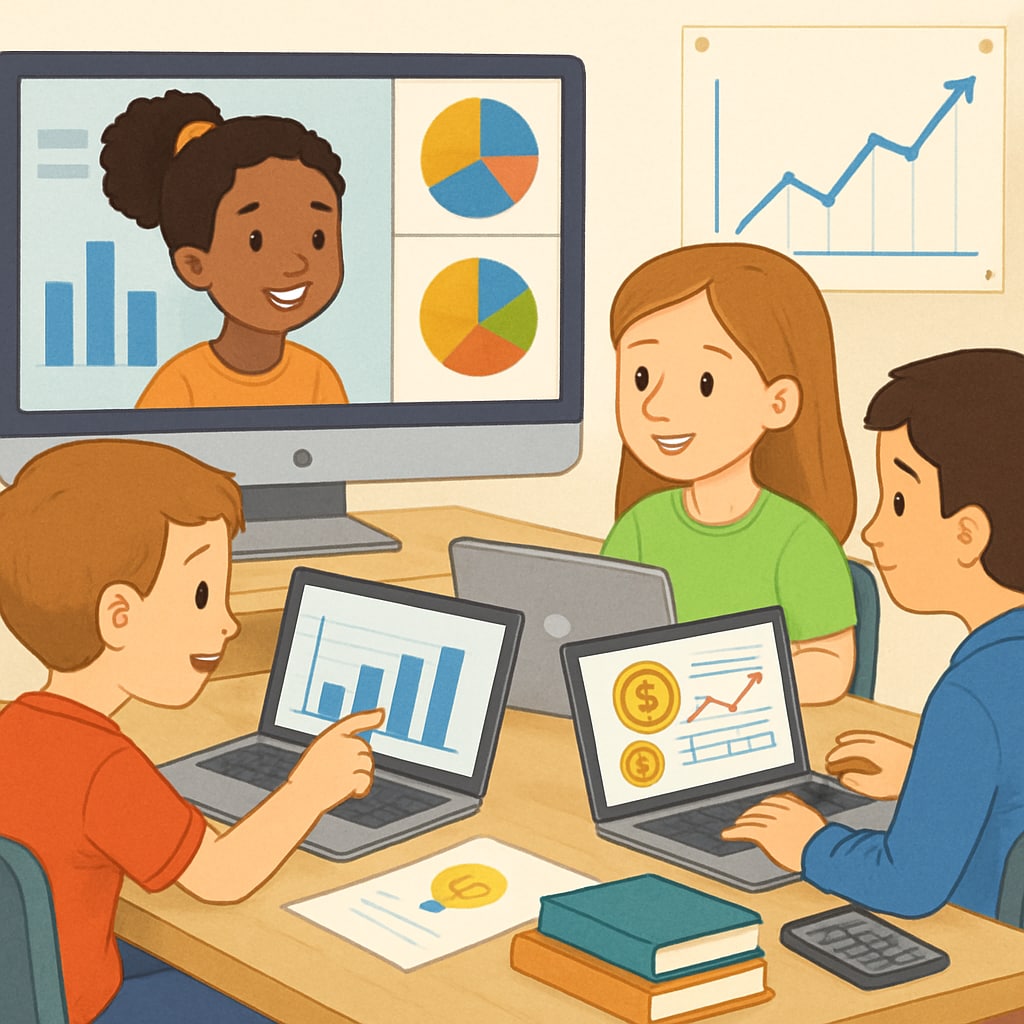 Virtual classroom for kids learning about business and entrepreneurship through a non-profit program.
