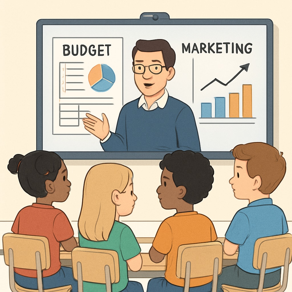 Virtual classroom teaching teens business concepts like budgeting
