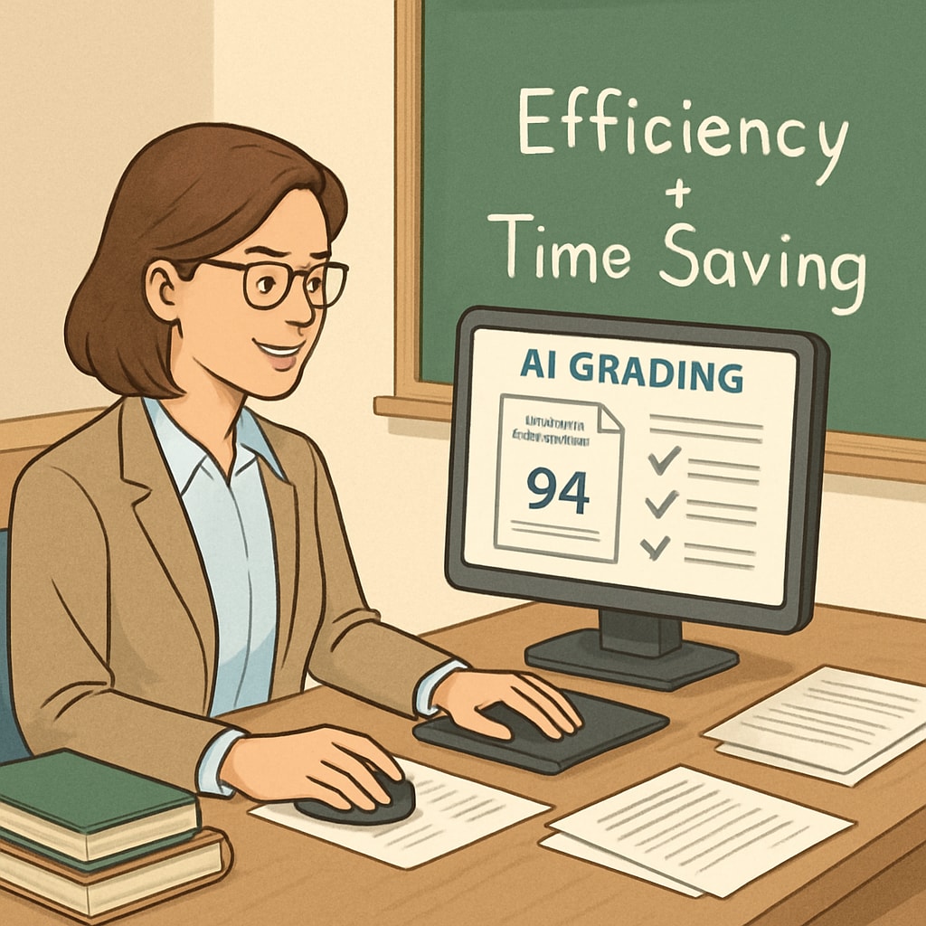 A K12 teacher utilizing an AI tool for grading, addressing tool innovation demands.