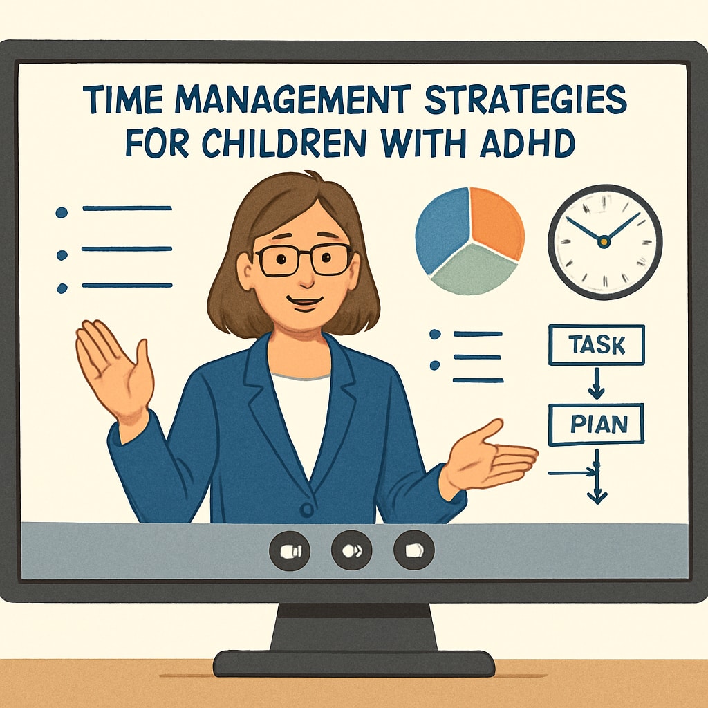 Speaker presenting time management strategies at an ADHD-focused webinar.