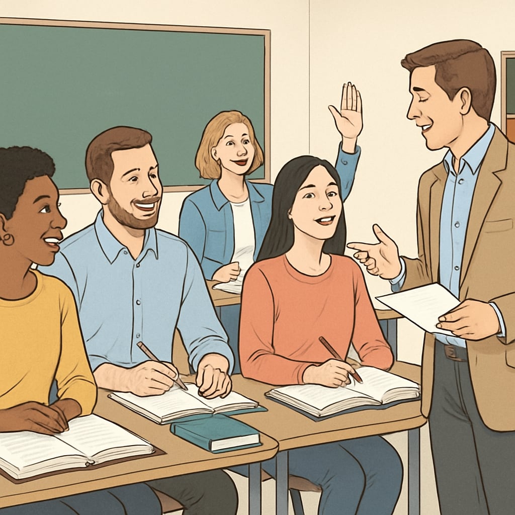 Adult students in a classroom, representing lifelong learning and GED success.