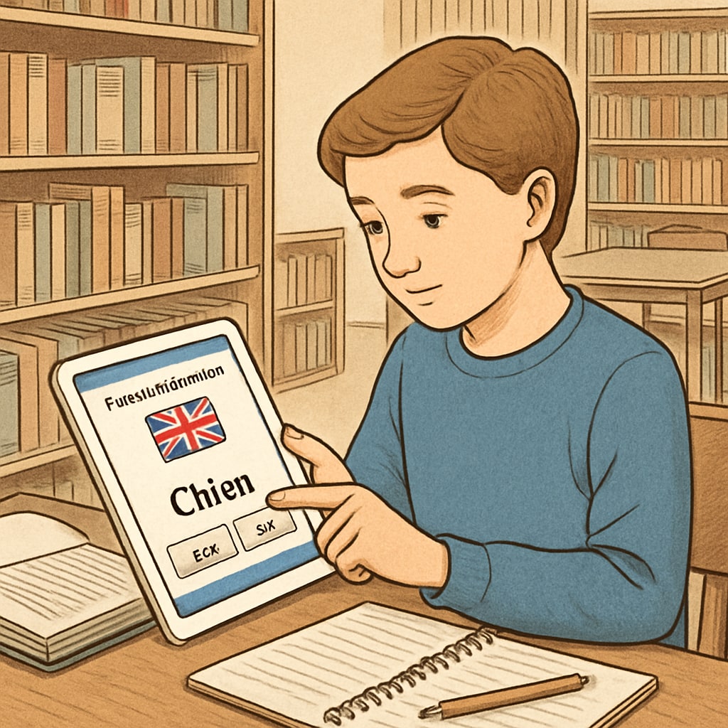 Student leveraging technology for language learning to ease classroom adaptation.