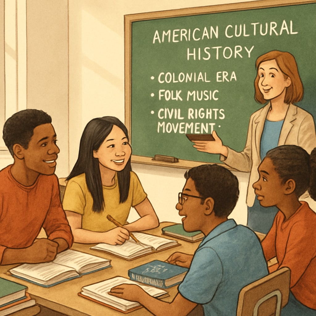 Students engaging in a foundational knowledge course about American cultural history.