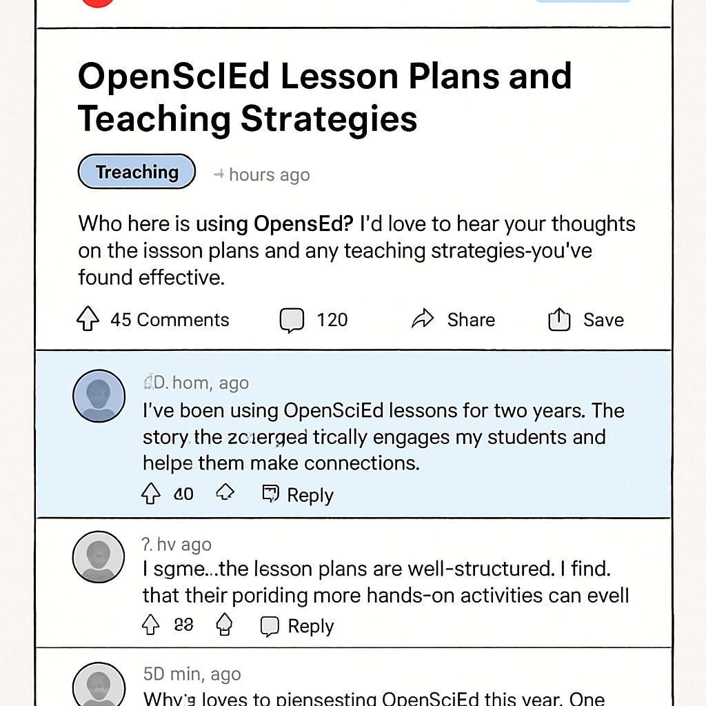 Reddit thread on OpenSciEd teaching strategies and resources.