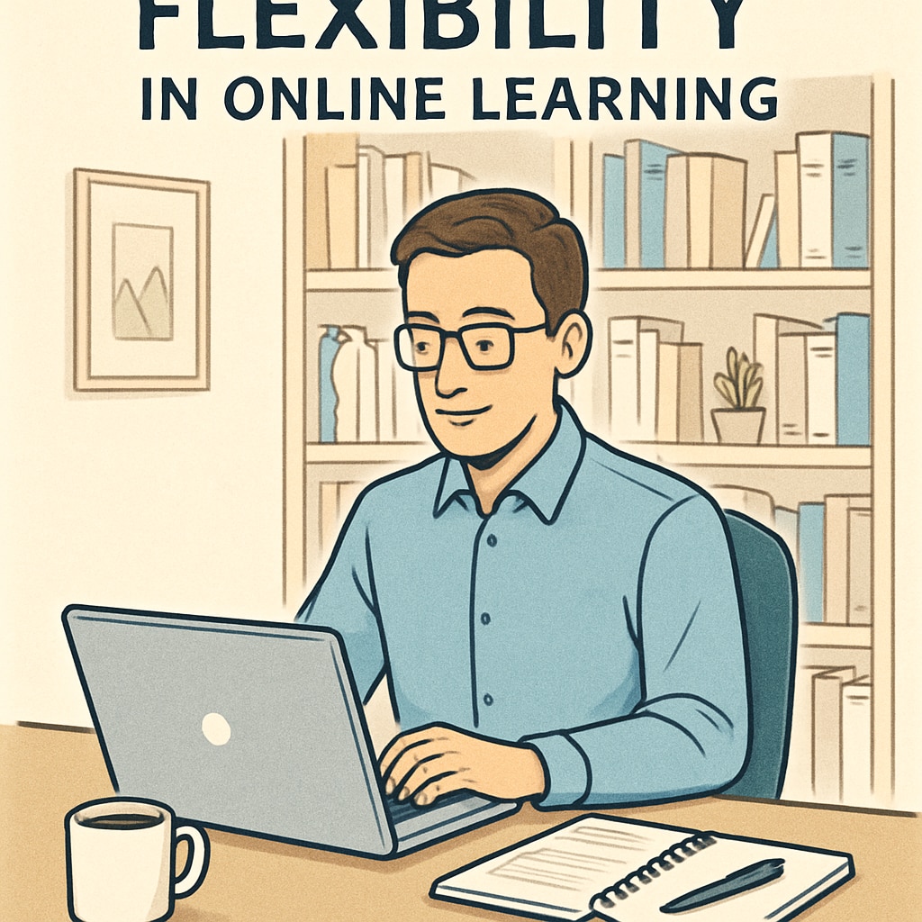 A working professional pursuing an online business degree in a home office
