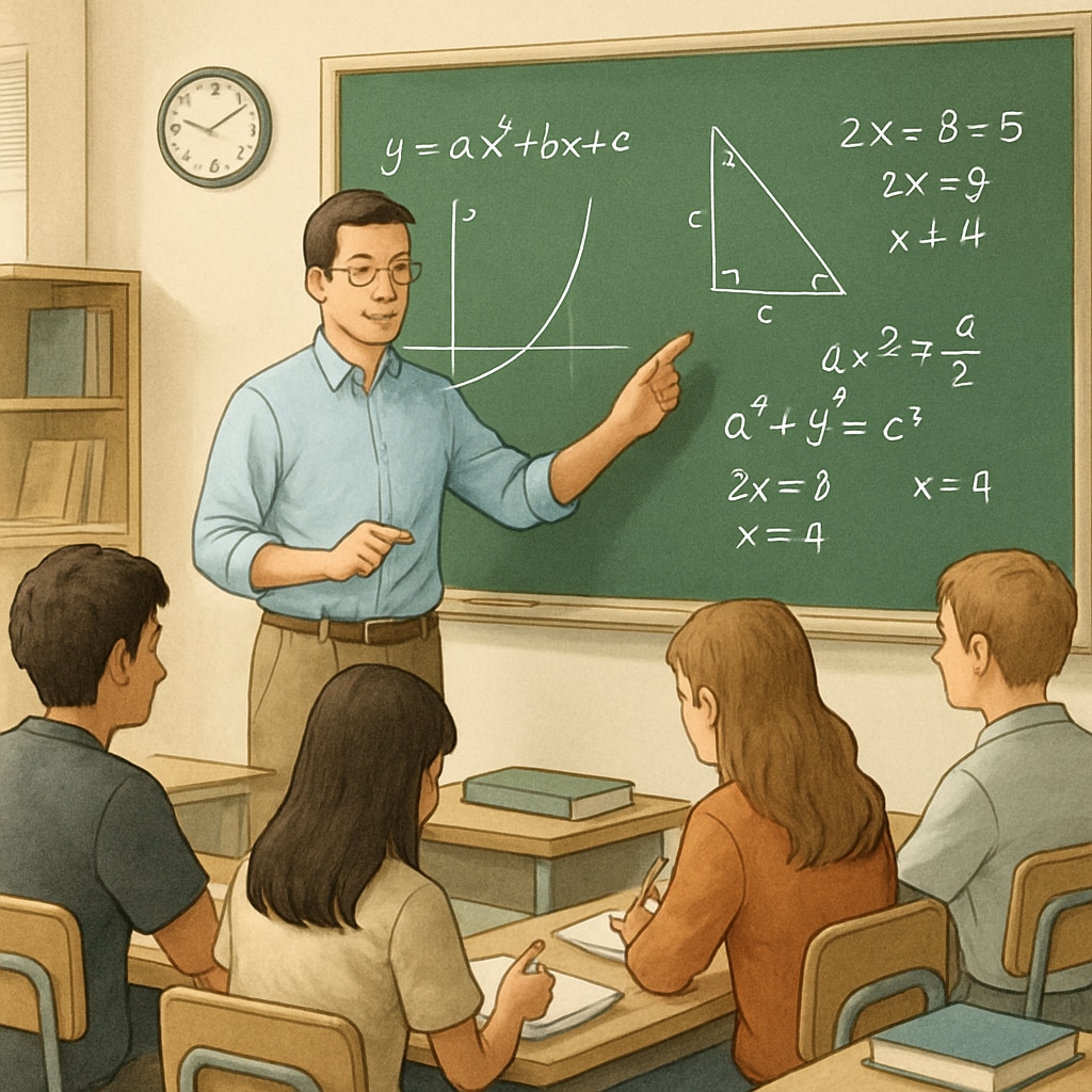High school math teacher explaining concepts to students