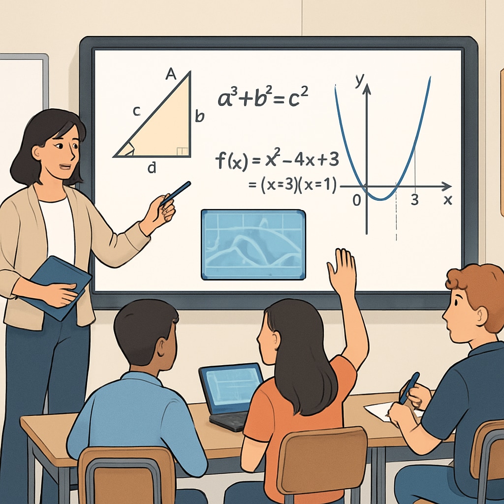 High school students engaging in a math lesson with digital tools