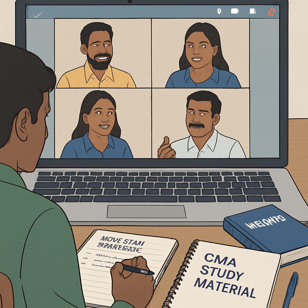 Kerala-based CMA USA students in a virtual study session.