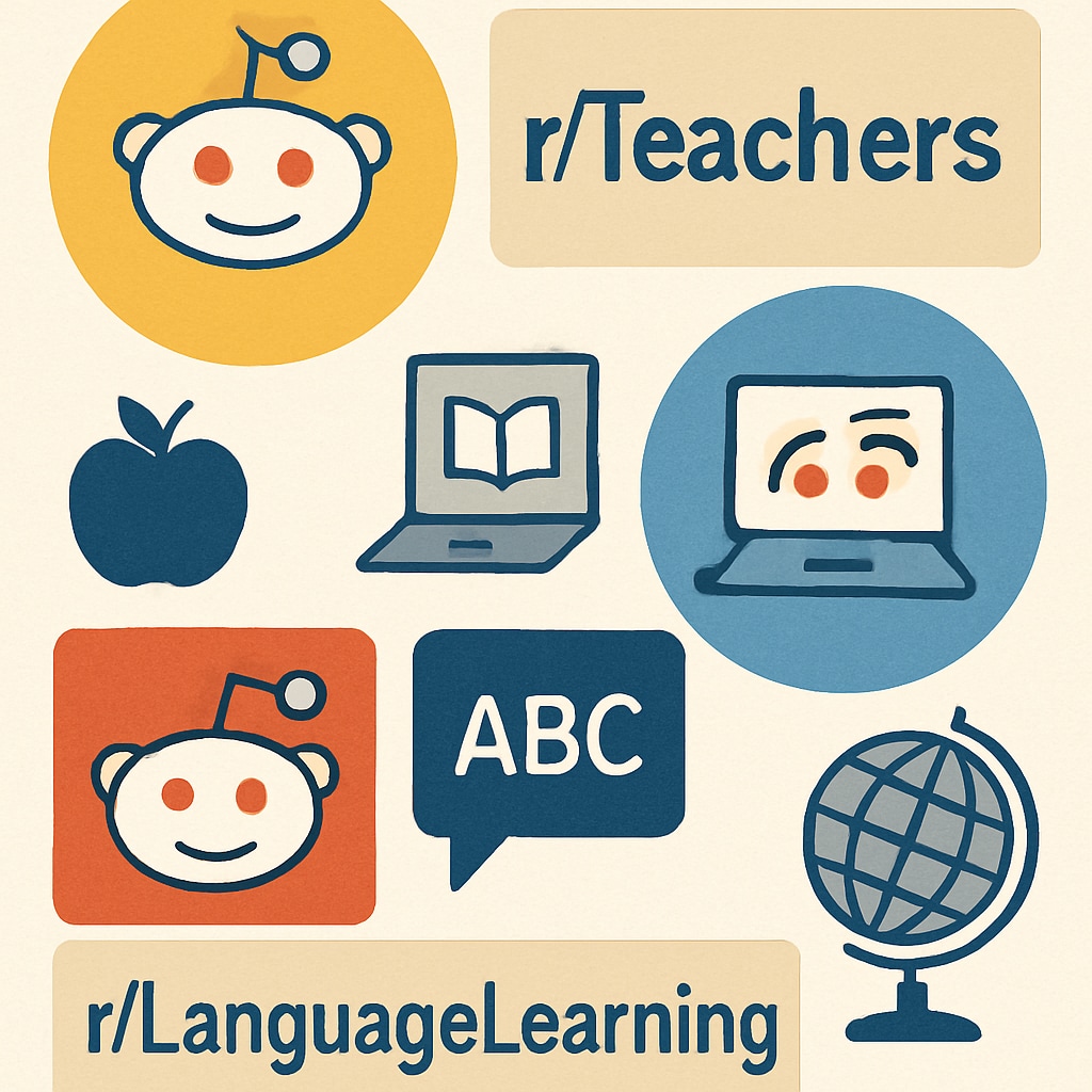 Logos of education-related subreddits on Reddit showing resource diversity.
