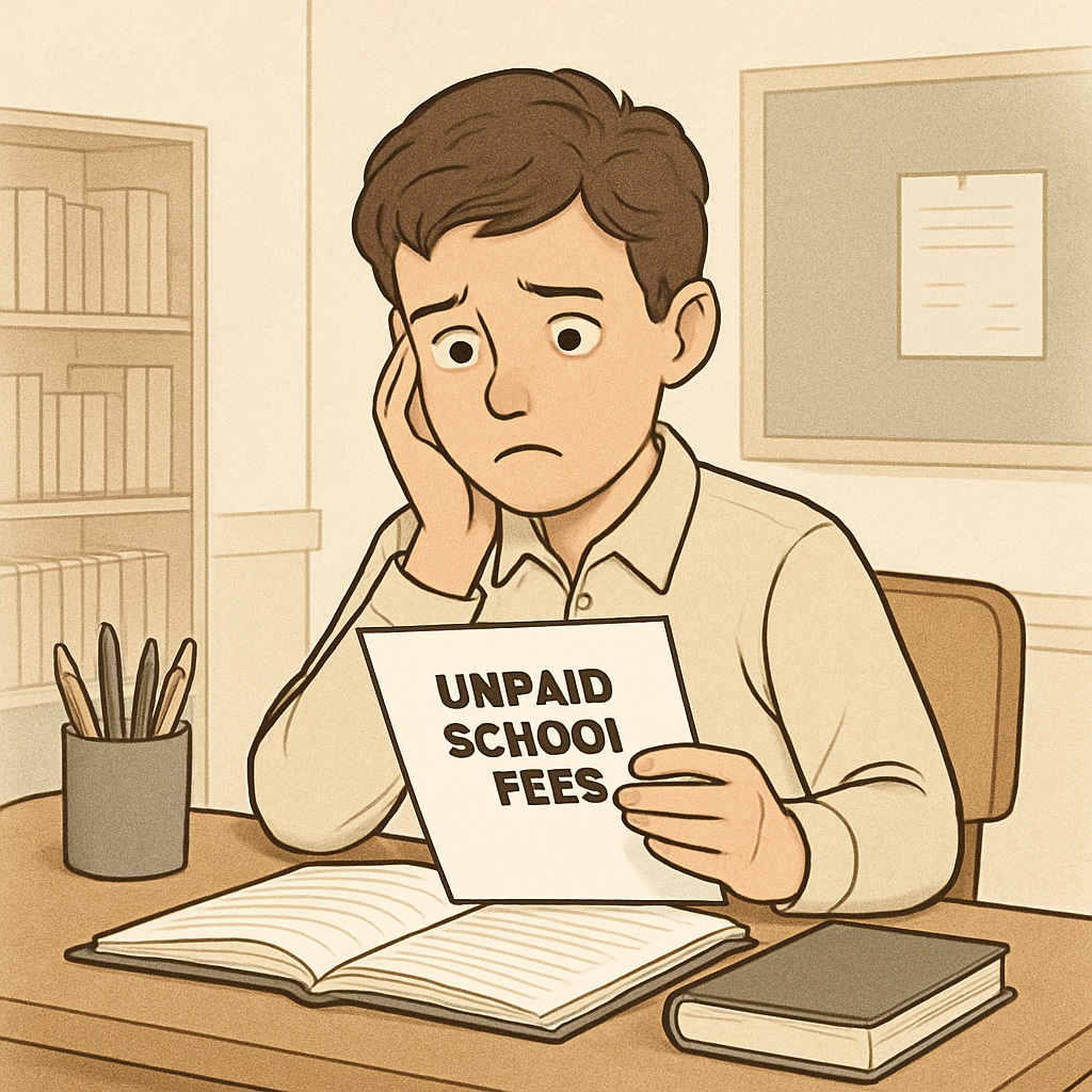 Student worried about unpaid school fees and transcript access.