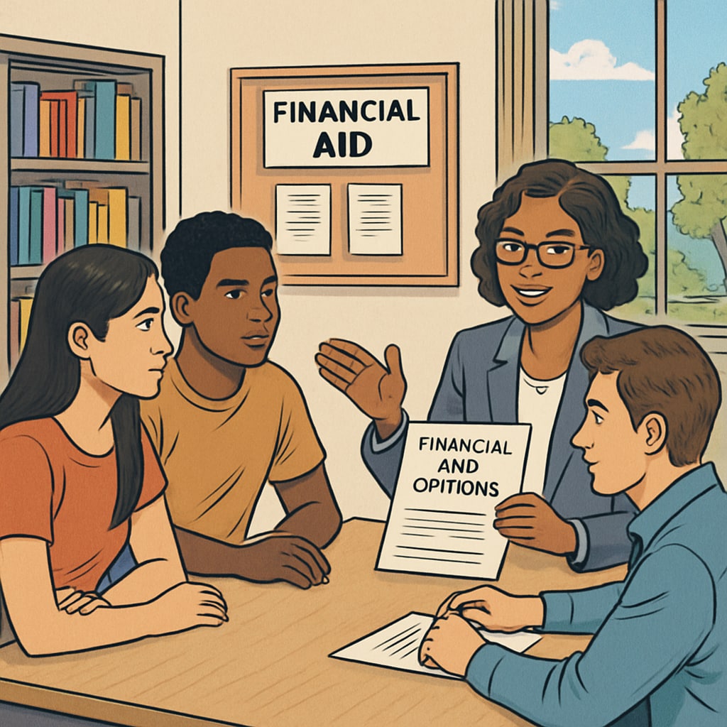 Students exploring financial aid solutions for transcript access.