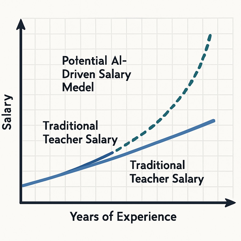 Graph showing salary changes for teachers due to AI integration.