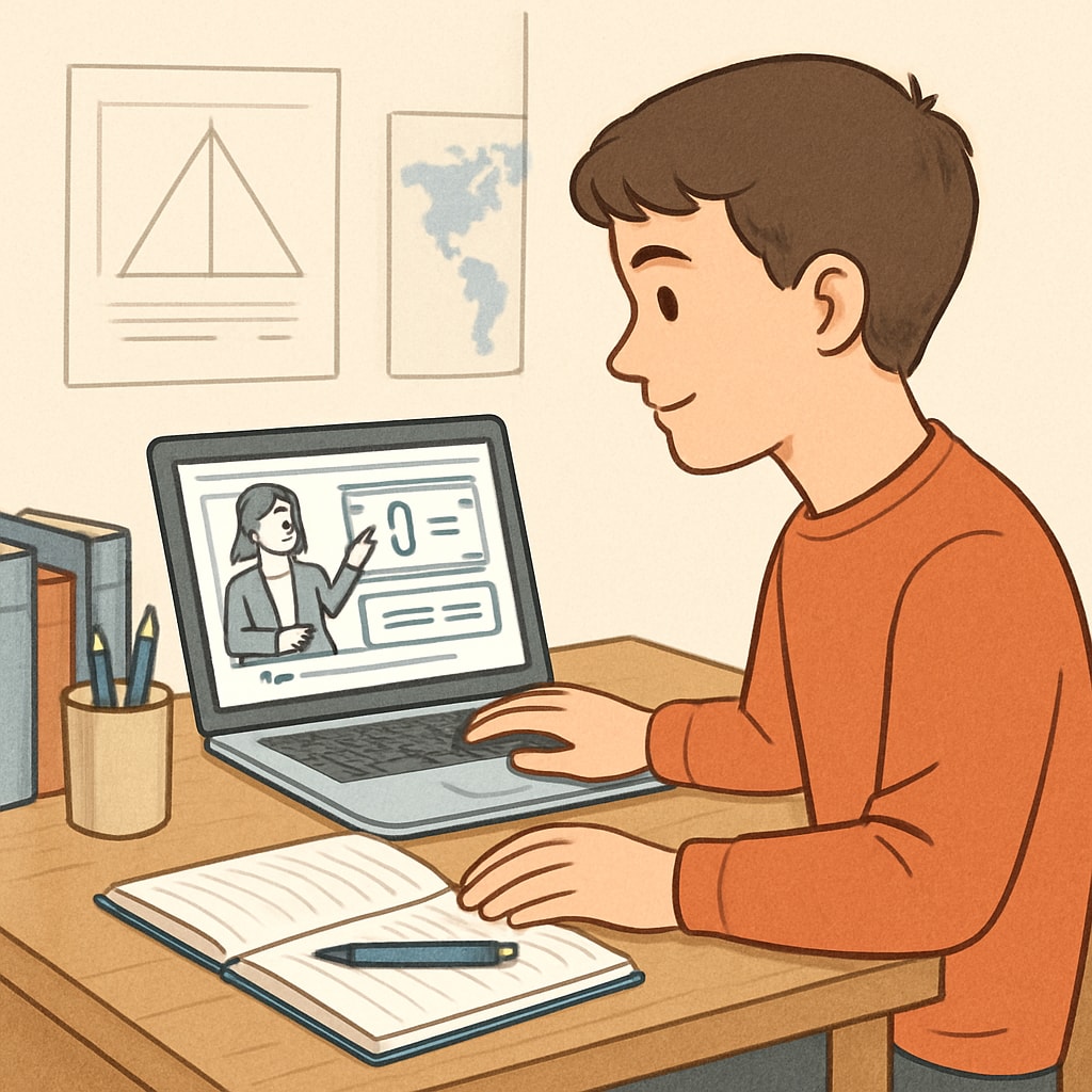 Student using an online high school diploma program.