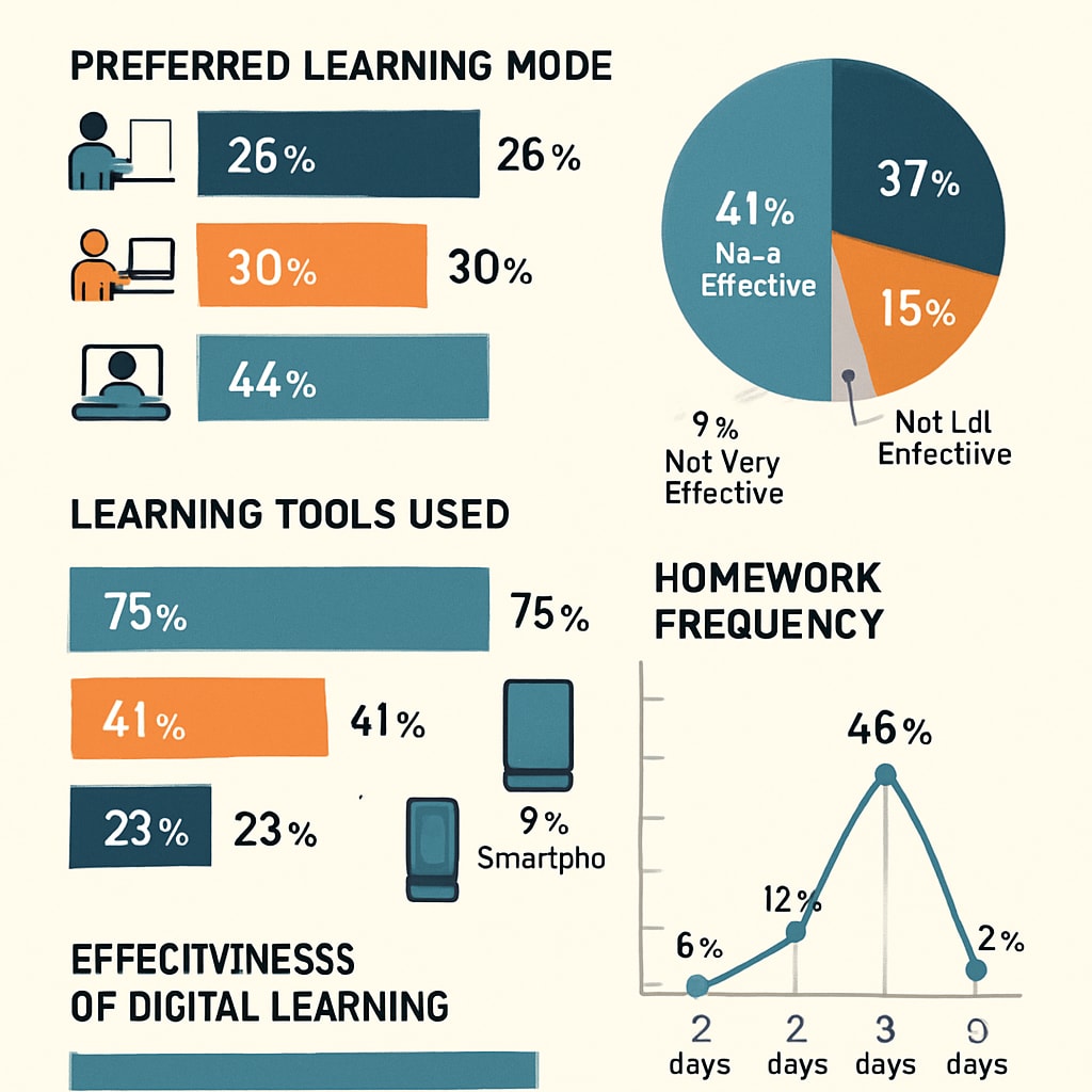 Survey graph analyzing trends in K12 learning strategies.