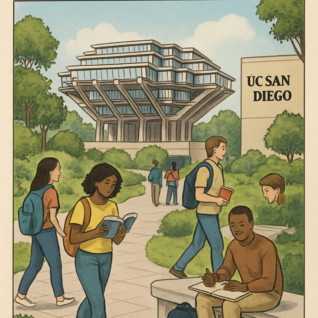 UC San Diego campus showcasing enrollment growth and student activities.