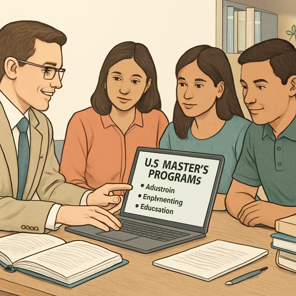 Education consultant helping a family plan for U.S. master’s programs.