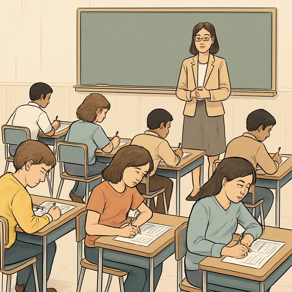 Standardized exam setting highlighting the challenges for ADHD students.