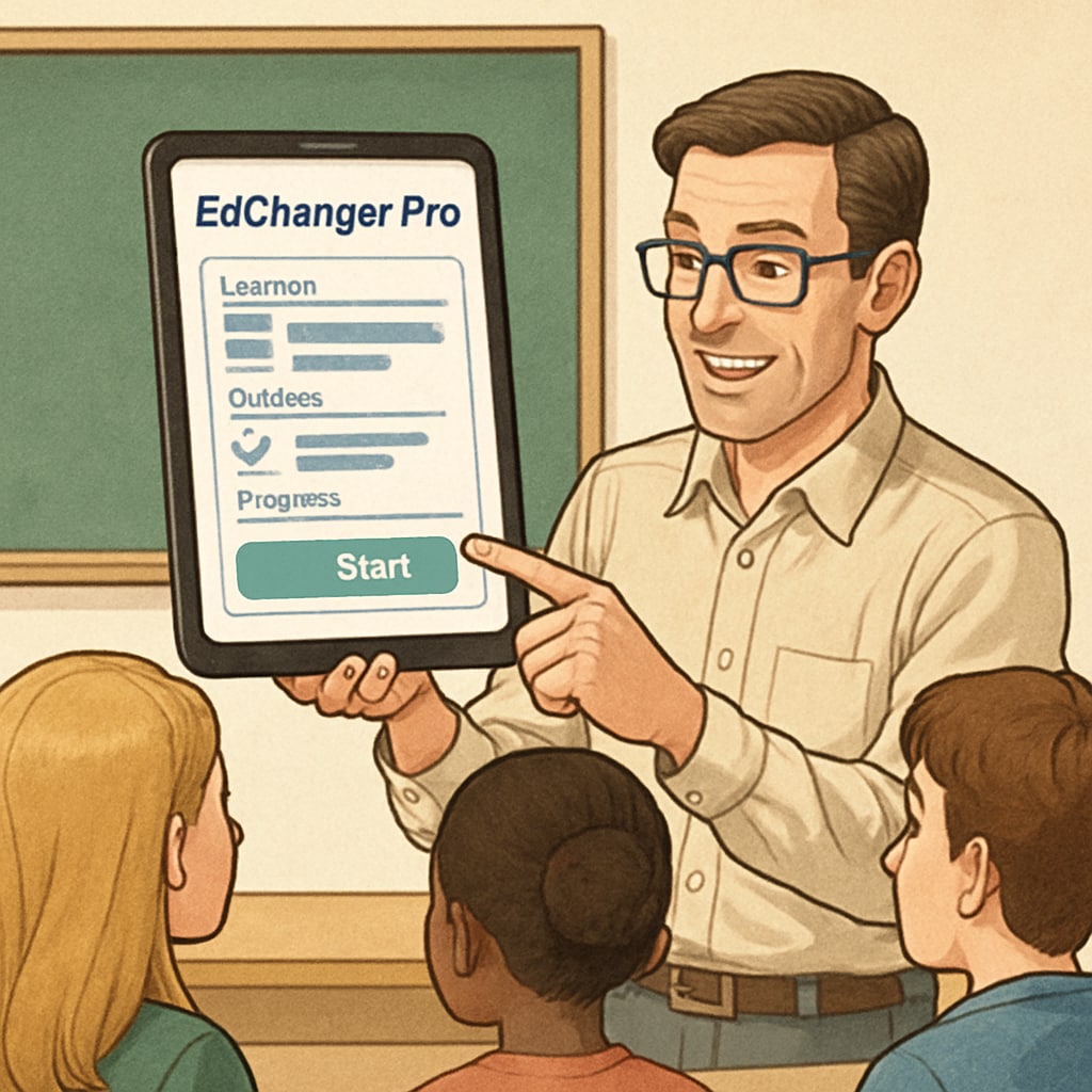 Teacher using EdChanger Pro for classroom management and teaching.