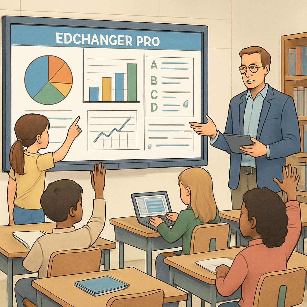 Students engaging with EdChanger Pro’s gamified learning modules during a lesson.