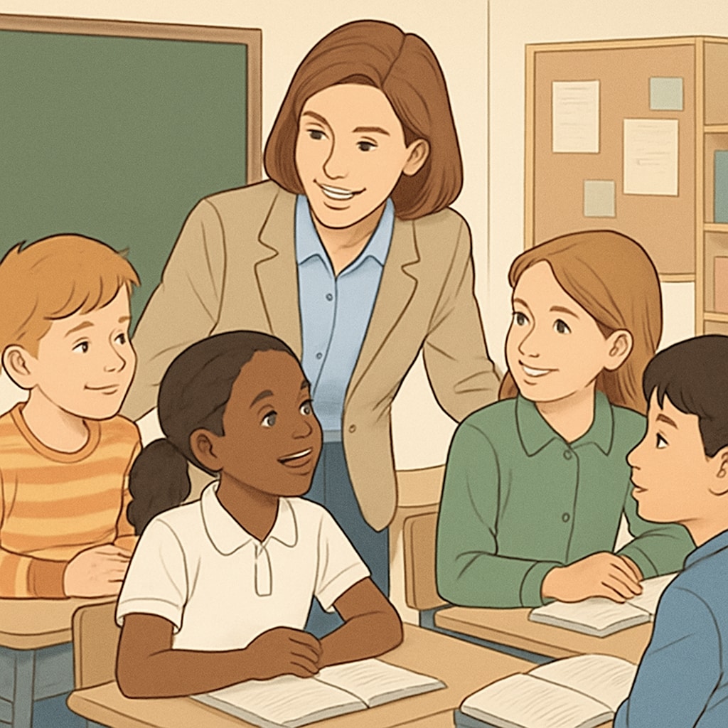 Teacher fostering mutual respect with students in a classroom.
