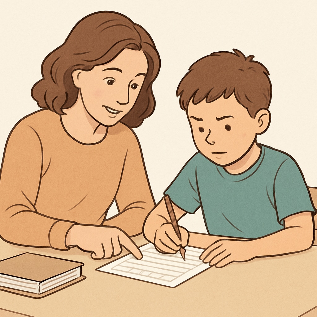 Parent and child working on executive function tasks, representing family support strategies.