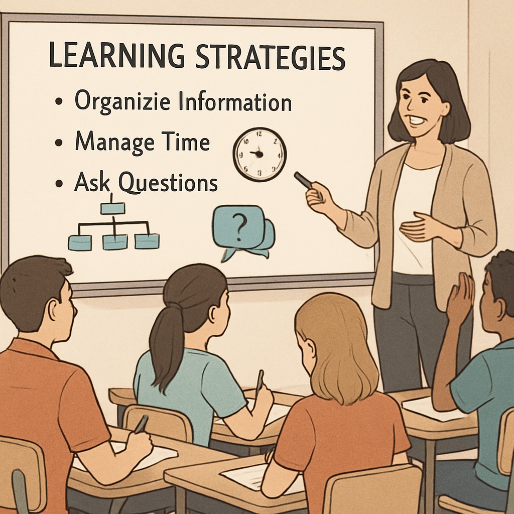Teacher guiding students in a classroom setting, discussing learning methods.