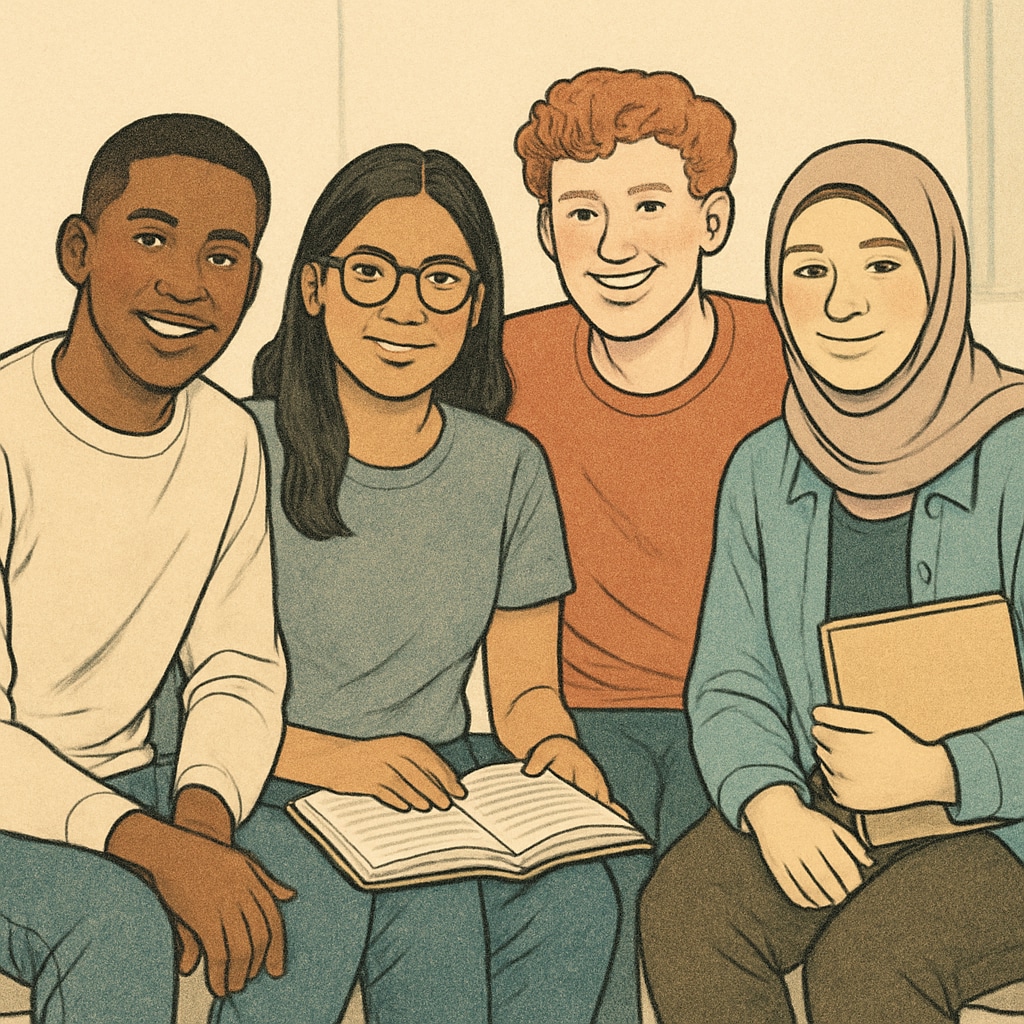 Diverse students symbolizing inclusivity and support for LGBTQ+ students.