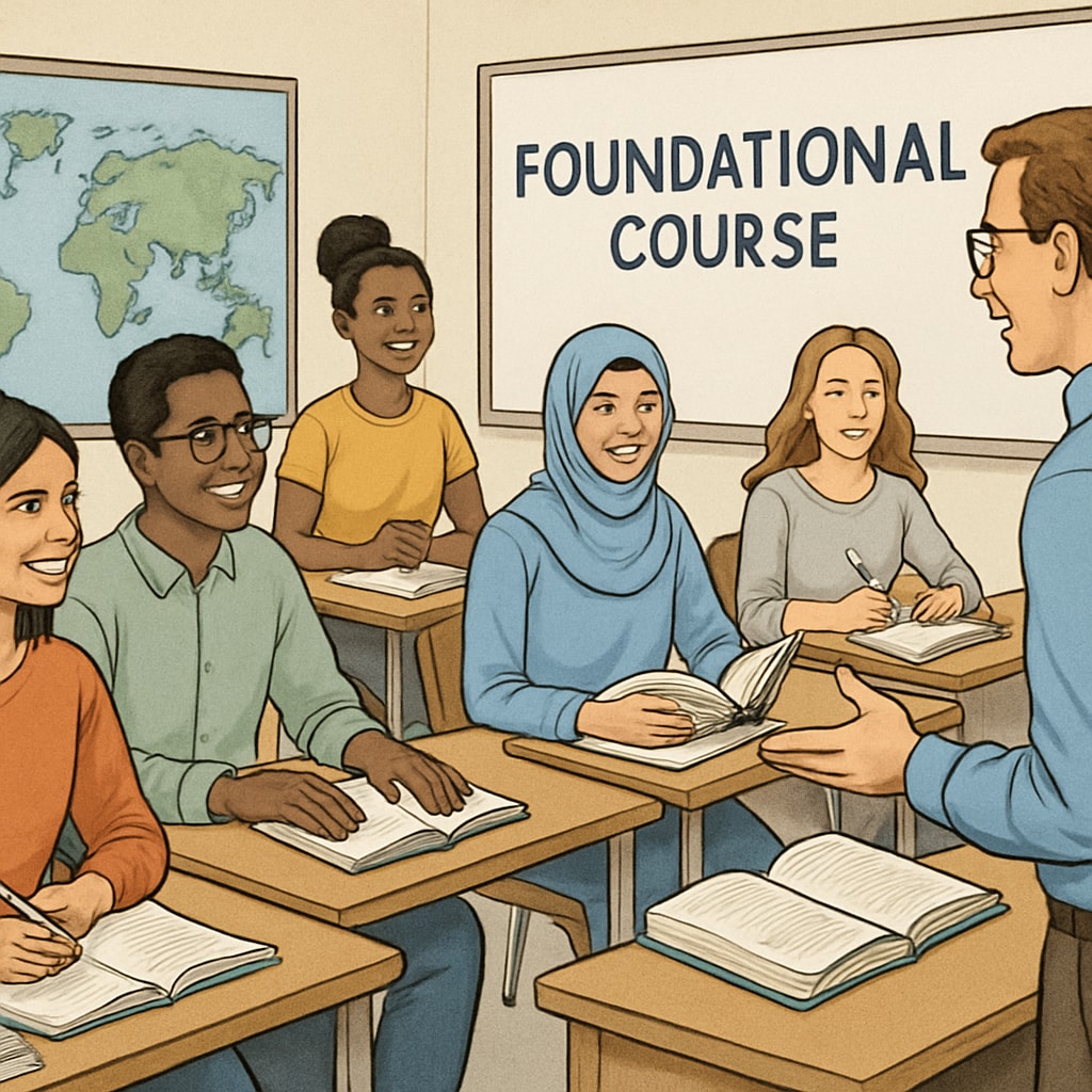 International students in a classroom learning foundational knowledge