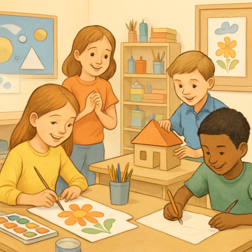 Children engaging in creative learning activities.