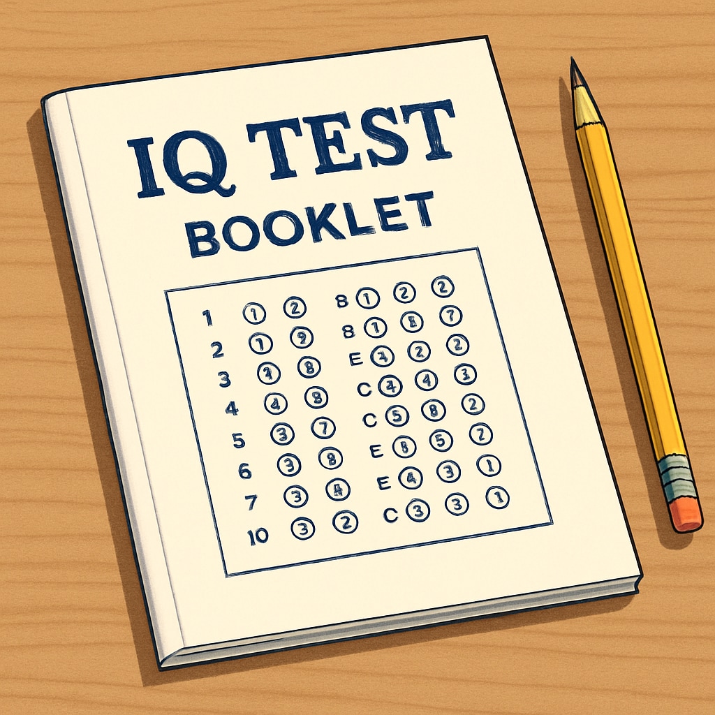 IQ test booklet on a desk for assessing gifted children