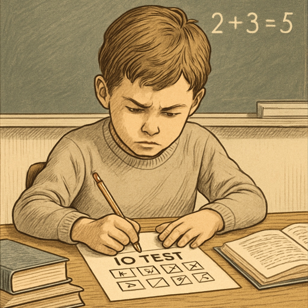 Gifted child taking an IQ test in a classroom