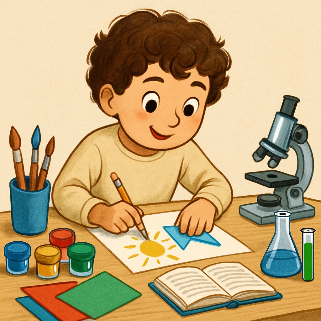 ADHD student engaged in a creative project in the context of gifted education.