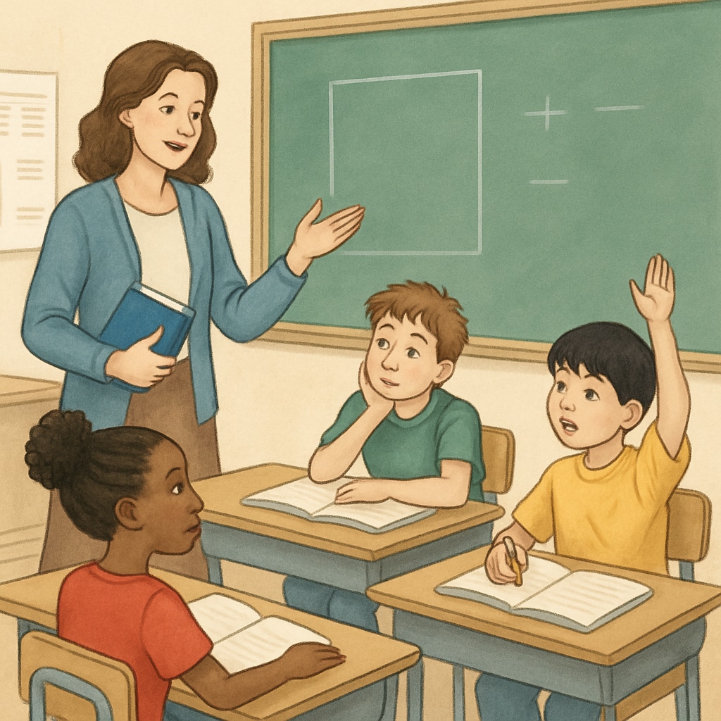 Teacher interacting with diverse students, highlighting inclusivity in gifted education for ADHD learners.