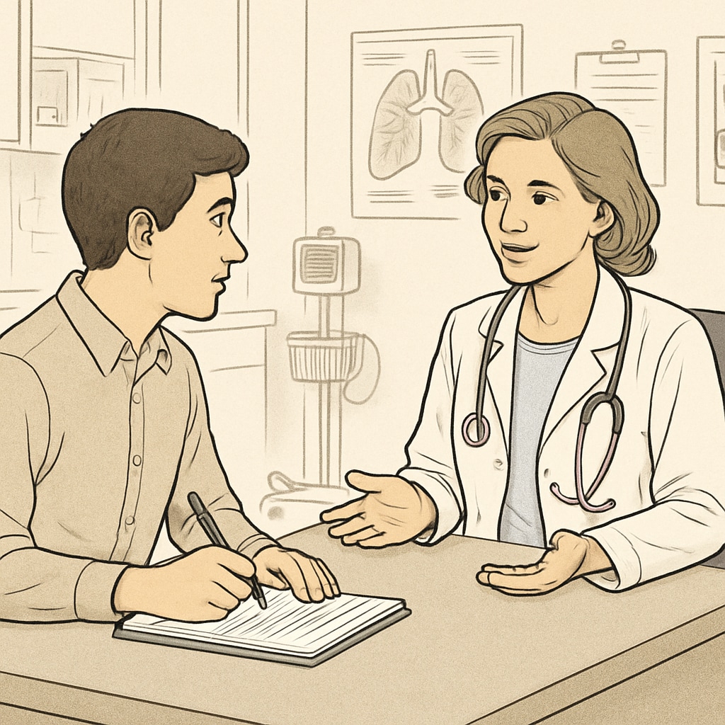 A student conducting an interview with a doctor to explore medical careers in a school project.