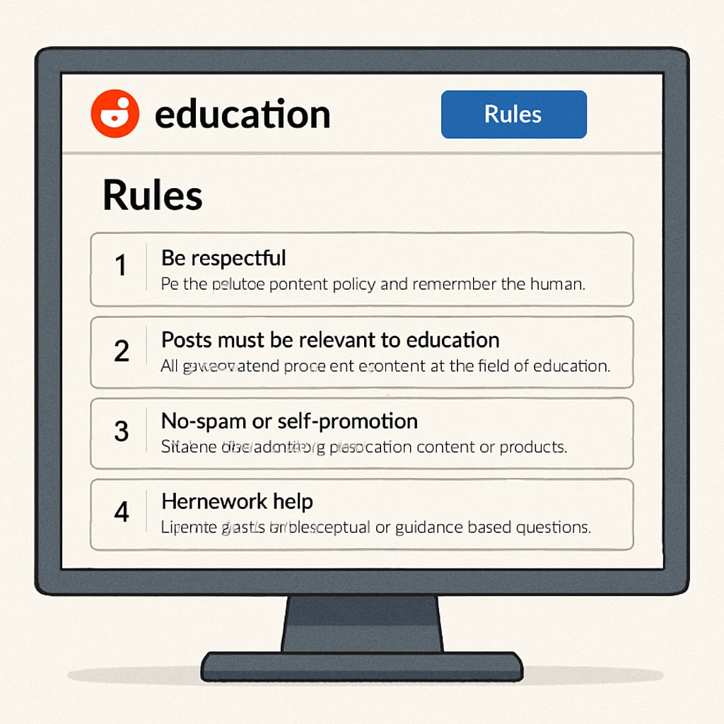 Screenshot of Reddit education subreddit rules section.