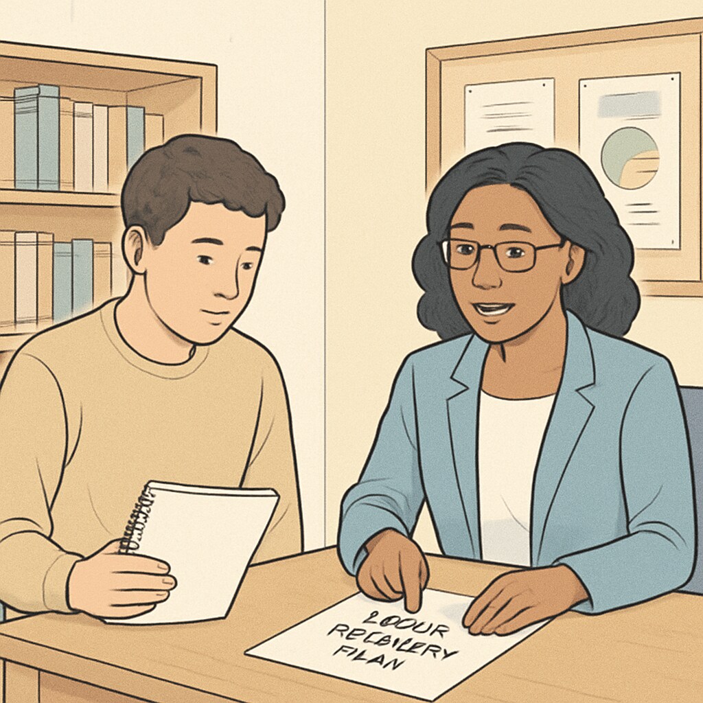 ADHD student planning credit recovery with a counselor.