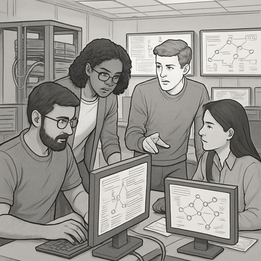 Students in a cybersecurity lab engaging in hands-on training related to university reputation, job prospects, and cybersecurity careers.