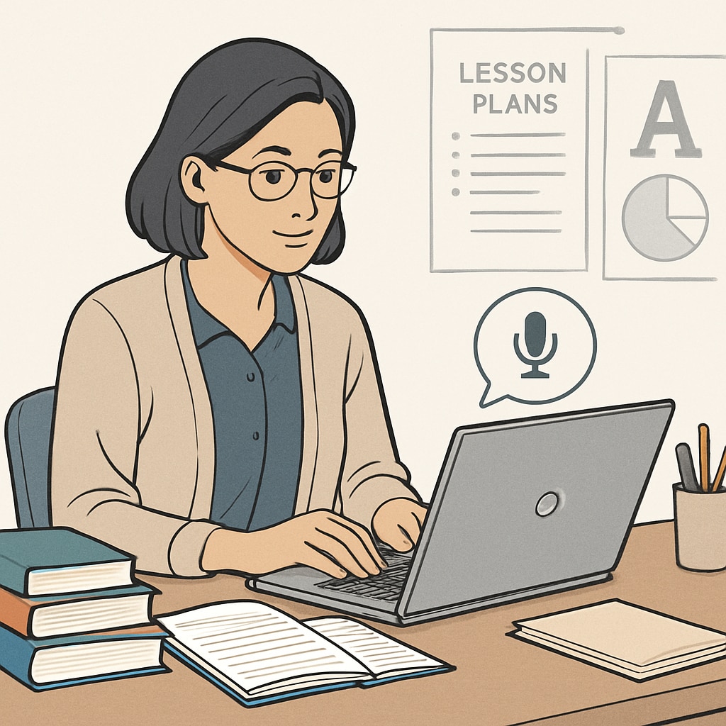 Educator using speech-to-text technology to create lesson plans with WillowVoice.