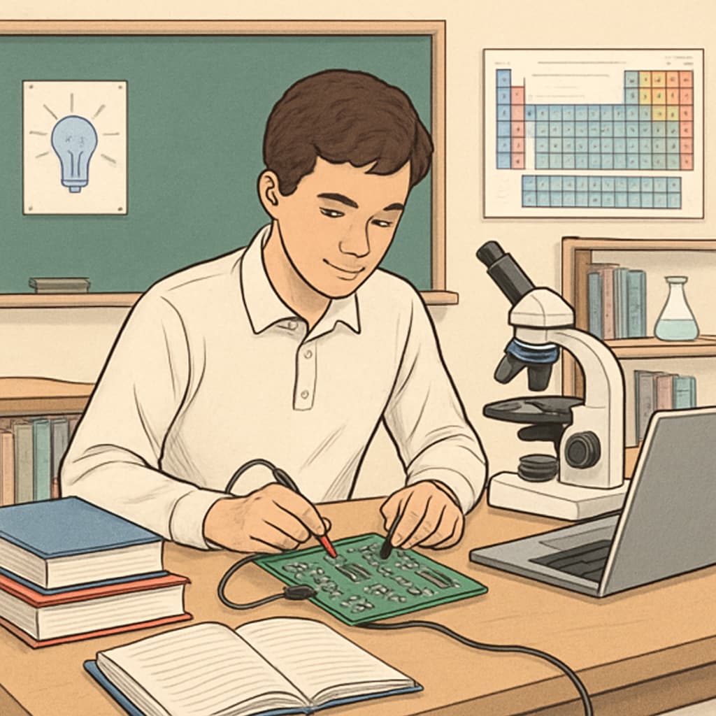 High school student engaging in a STEM project to prepare for college education.