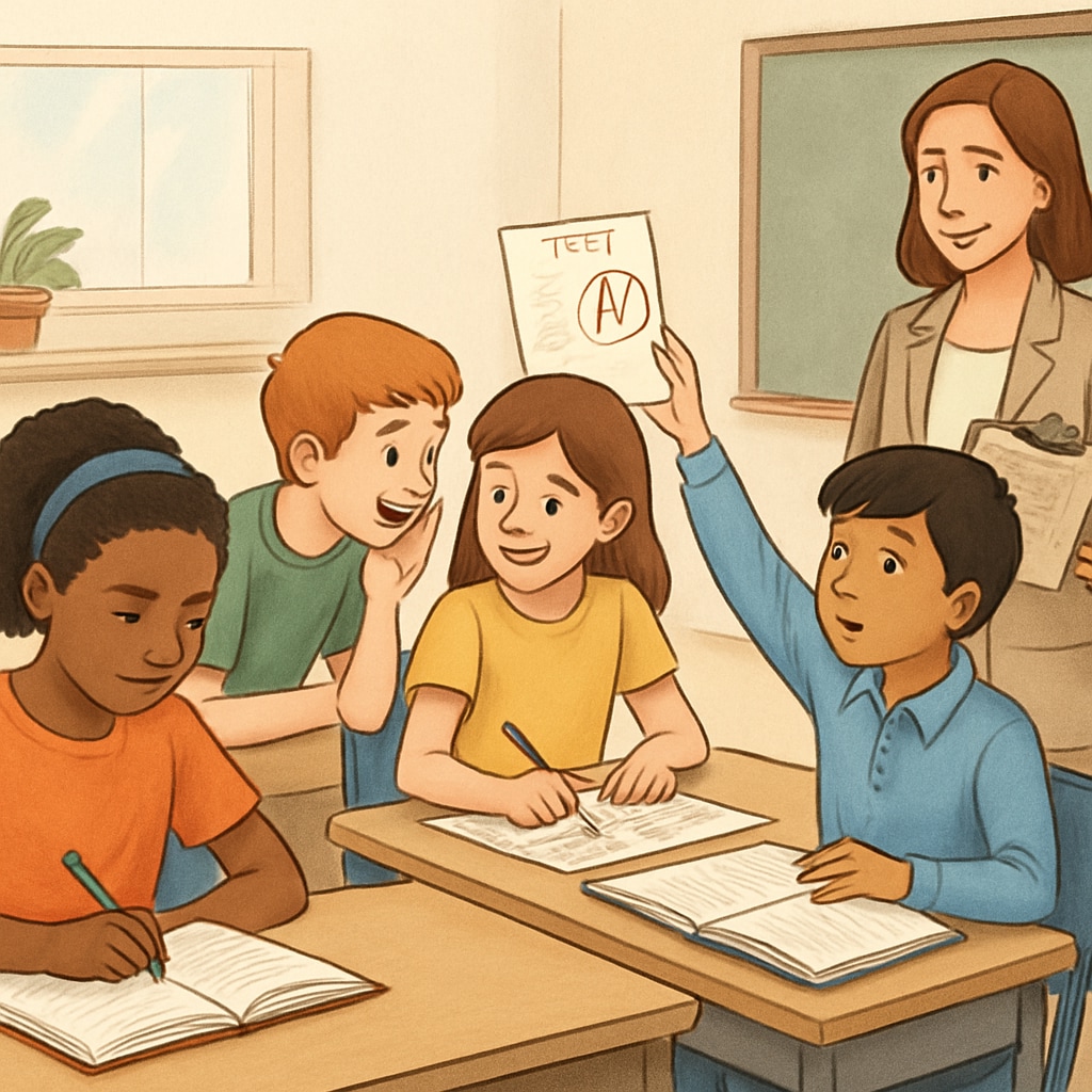 Students collaborating in a classroom environment, showcasing alternative education assessment methods.