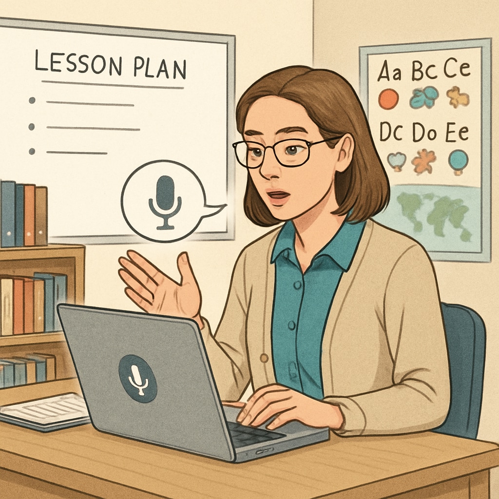 Teacher using WillowVoice voice recognition software to streamline lesson planning