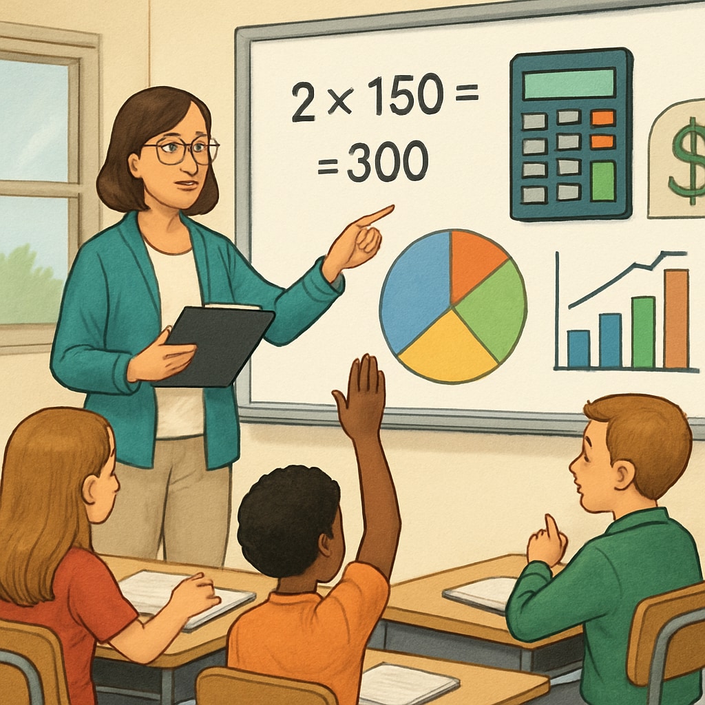 A teacher demonstrates math applications to engage students, focusing on real-world relevance.