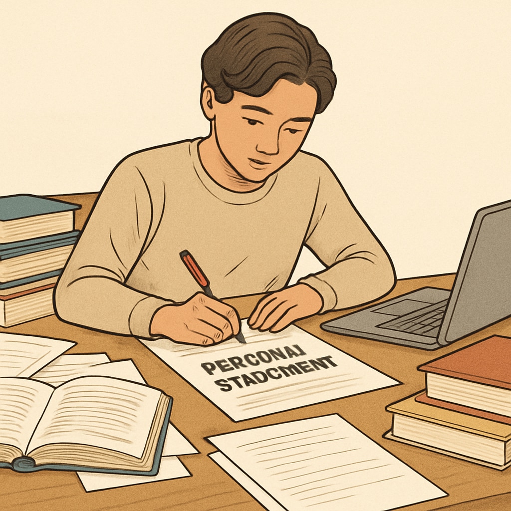Student writing an essay, emphasizing the role of personal narratives in Harvard applications.