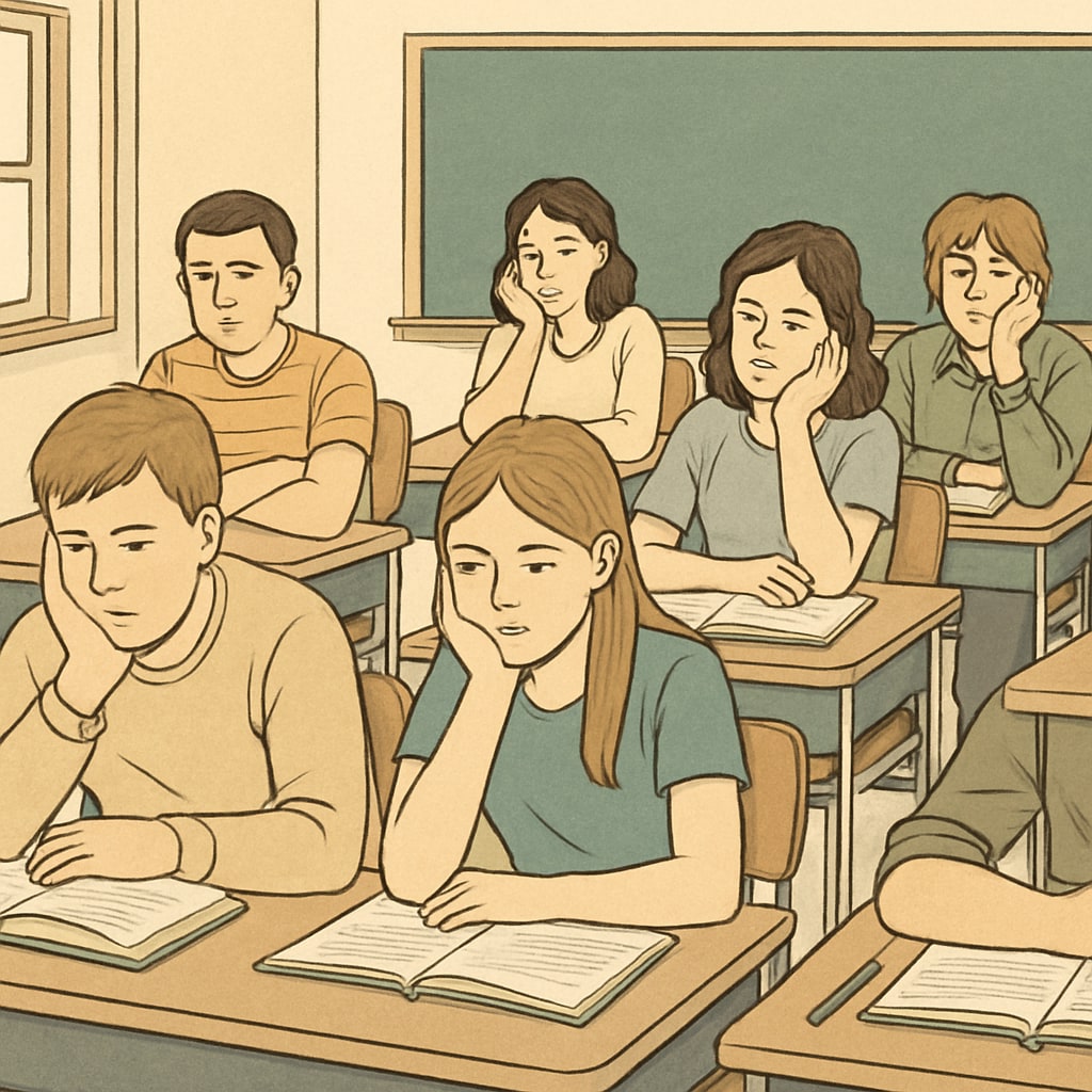 High school students bored in class, highlighting the issue of classroom disengagement.